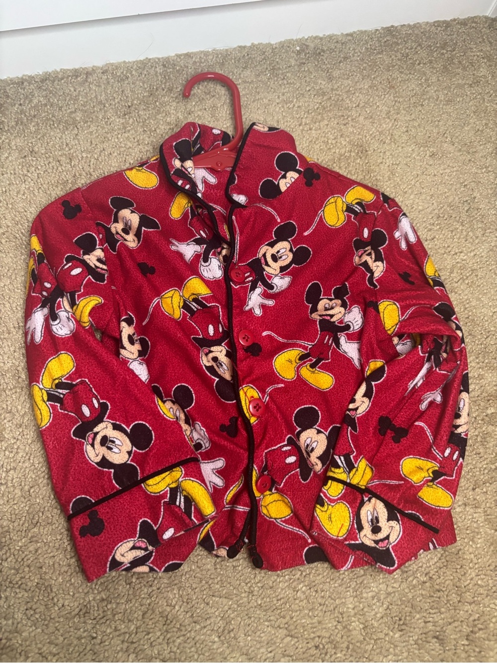 Red Mickey Mouse Kids Pajama Set - Classic Cartoon Print